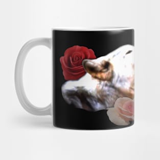 Howling wolf with roses Mug